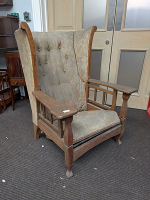 Lot 1396 - An Early 20th Century Oak Upholstered Armchair,...