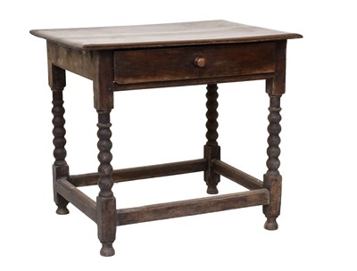 Lot 1420 - An Oak Single Drawer Side Table, 18th century,...