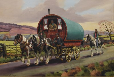 Lot 1377 - Diana Rosemary Lodge (b,1944) Gypsy Caravan on...