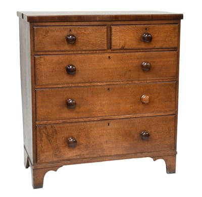 Lot 1386 - A George III Oak Chest of Drawers, straight...