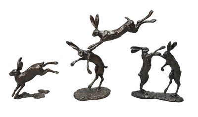 Lot 1238 - Richard Cooper & Company Bronze Hares,...