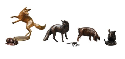 Lot 1239 - A Group of Bronze Animal Studies, a fox by...