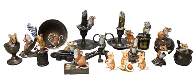 Lot 1243 - Richard Cooper & Company Bronzed Resin Mice,...