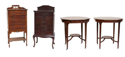 Lot 1403 - Two Edwardian Mahogany Music Cabinets,...