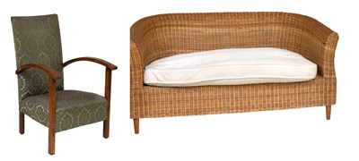 Lot 1427 - A 1920s/30s Oak Framed Open Armchair, together...