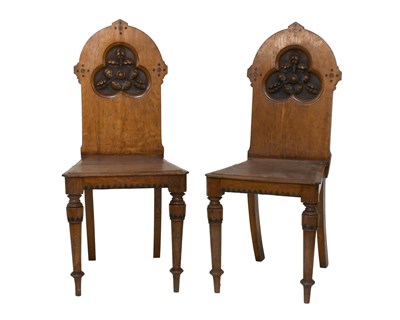 Lot 1478 - A Pair of Late Victorian Carved Oak Hall...