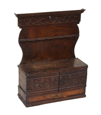 Lot 1436 - An 18th Century Carved Oak Spoon Rack, with...
