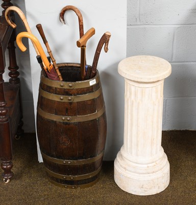 Lot 1390 - A Coopered Oak Barrel Form Stickstand, 63cm...