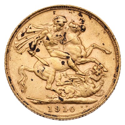 Lot 232 - Edward VII, Sovereign 1910; surface deposits,...