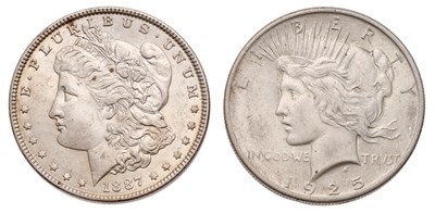 Lot 163 - USA, 'Morgan' Dollar 1887, (KM#110), a couple...