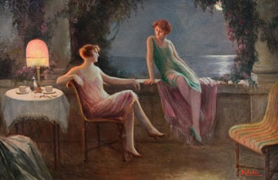 Lot 1075 - René Baladès (1889–1940) French Elegant ladies...