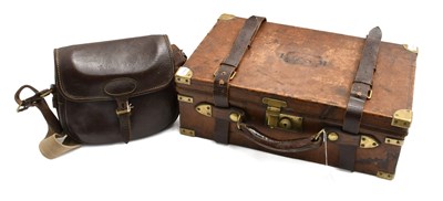 Lot 3154 - An Oak and Leather Cartridge Case