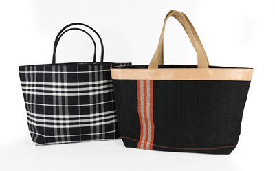 Lot A Burberry Woven Canvas Black Tote Bag, with...