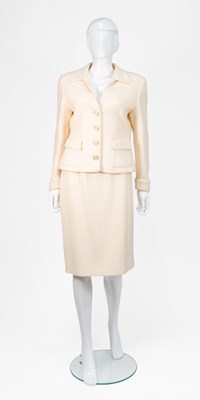 Lot Valentino 'Miss V' Cream Wool Skirt Suit, with...