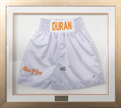 Lot 3014 - Roberto Duran Signed Boxing Shorts