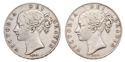Lot 112 - Two Victoria, Crowns 1844, both with star...