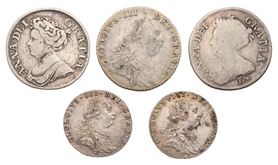 Lot 105 - Anne, Shilling 1708, E* below, Edinburgh mint,...
