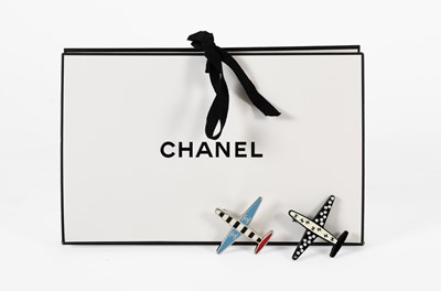 Lot Two Chanel Enamel and Simulated Pearl...