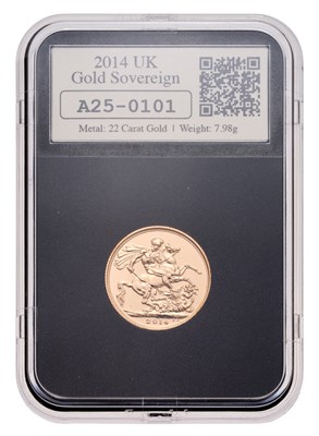 Lot 269 - Elizabeth II, Sovereign 2014; encapsulated and...