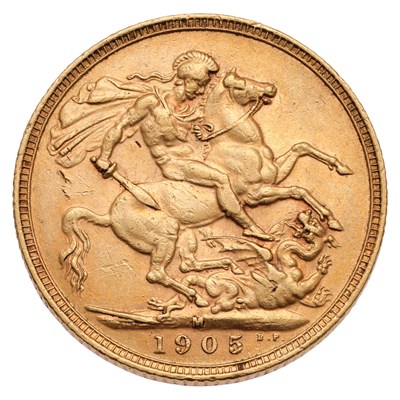 Lot 223 - Edward VII, Sovereign 1905M, Melbourne Mint;...