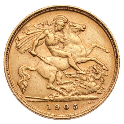 Lot 225 - Edward VII, Half Sovereign 1905; very fine