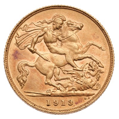 Lot 246 - George V, Half Sovereign 1913; extremely fine...