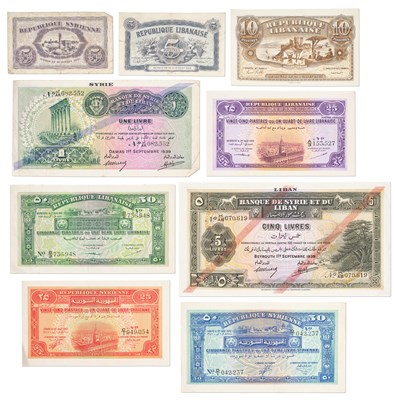 Lot 192 - Assorted Lebanese and Syrian Banknotes, to...