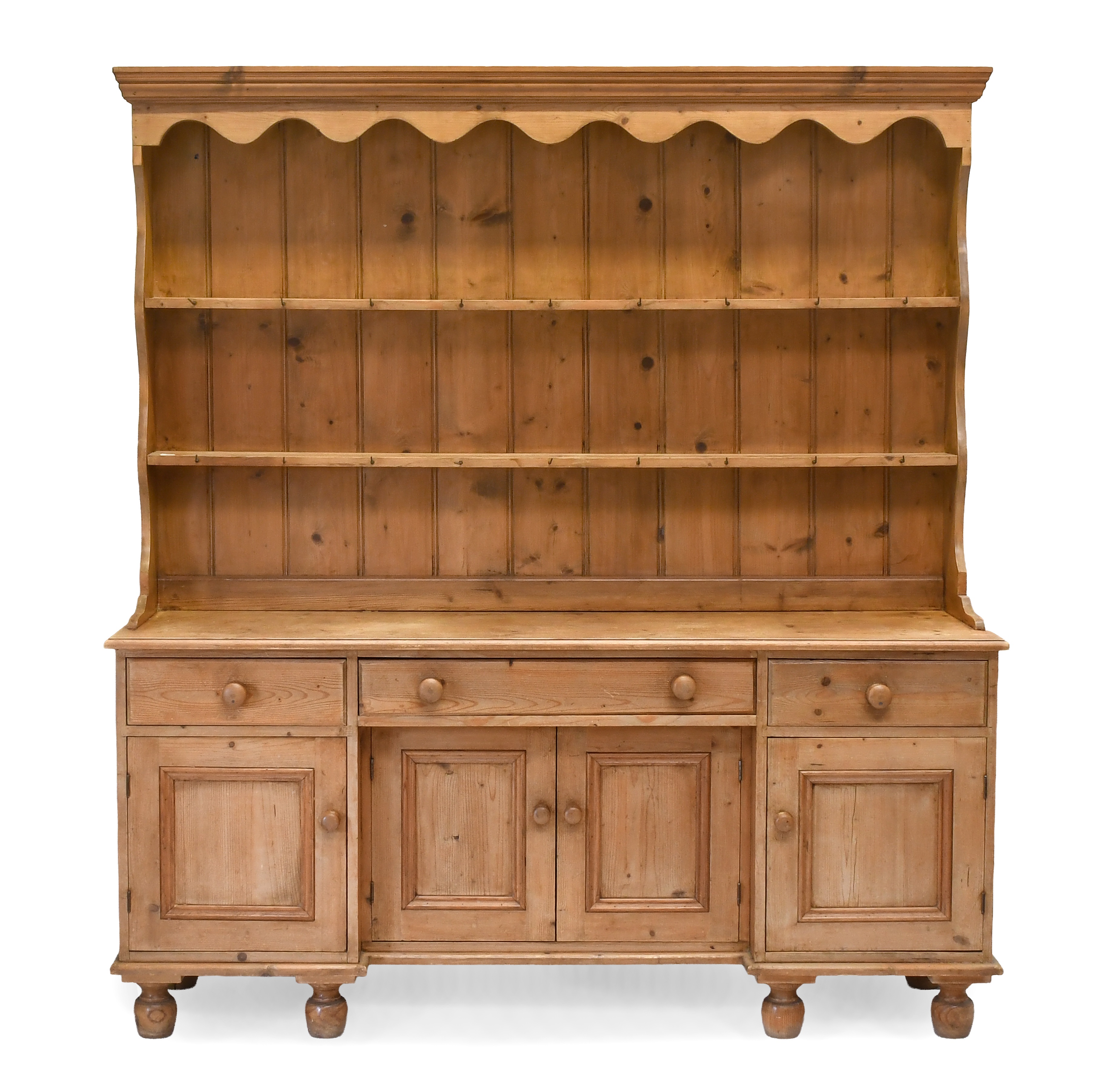 Lot 372 - A Victorian Pine Enclosed Dresser and Rack,