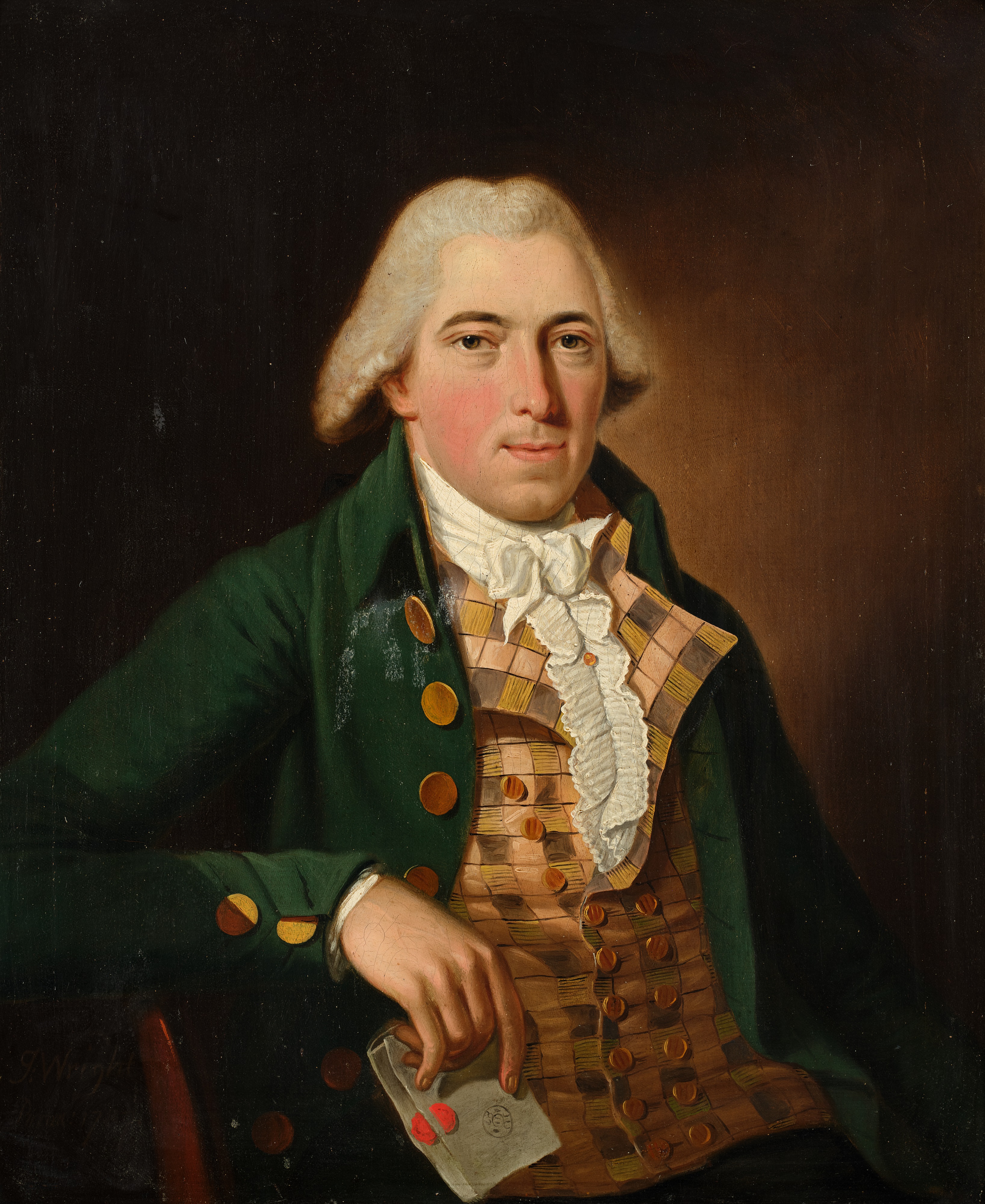 Lot 1048 - J* Wright (Late 18th Century) Portrait of a