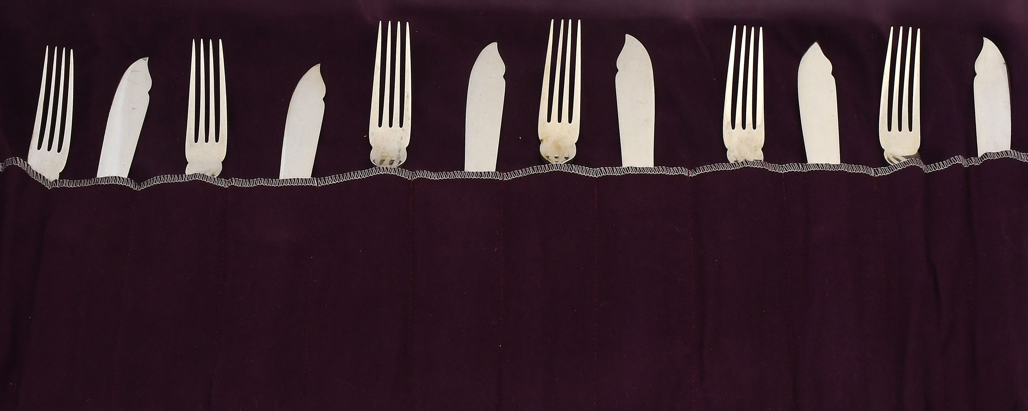 Lot 1310 - Six Pairs of Elizabeth Silver Fish-Knives