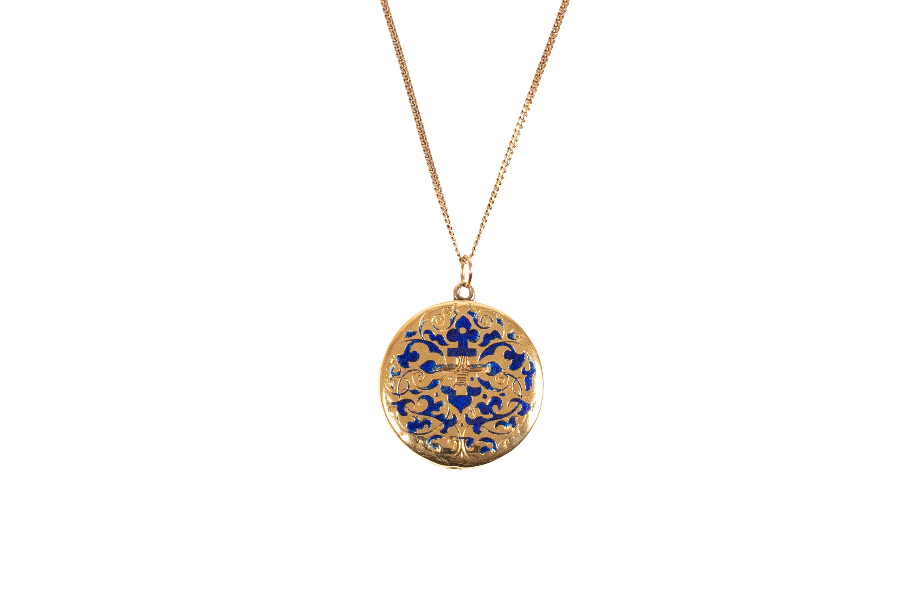 Lot 1147 - An Enamel Locket on Chain, the circular