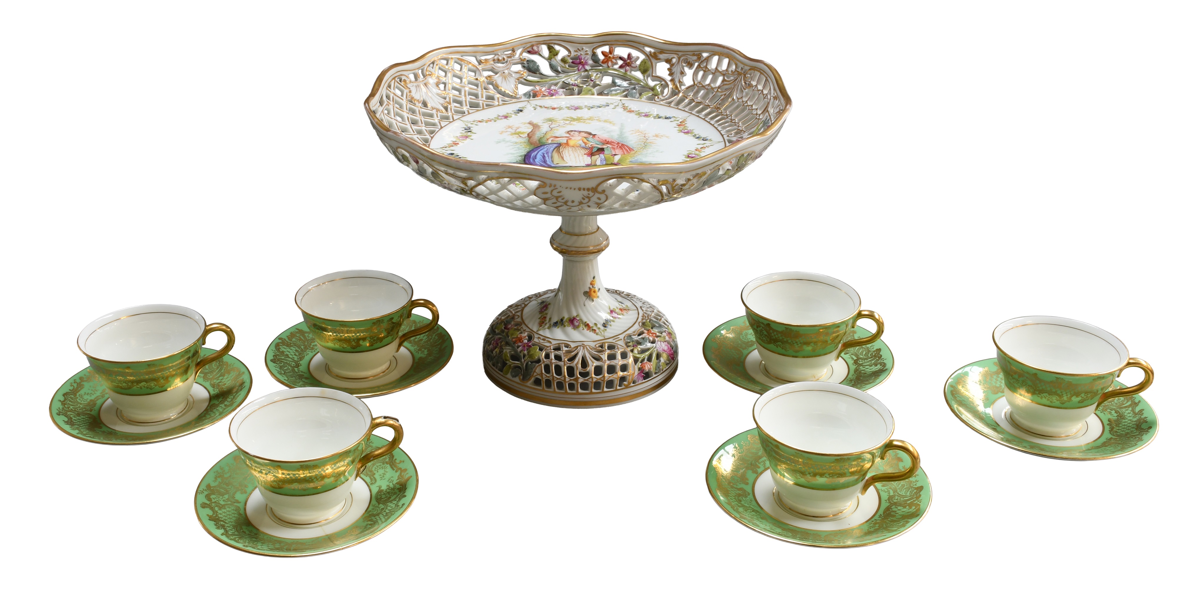 Lot 33 - A Dresden Porcelain Pierced Comport, early