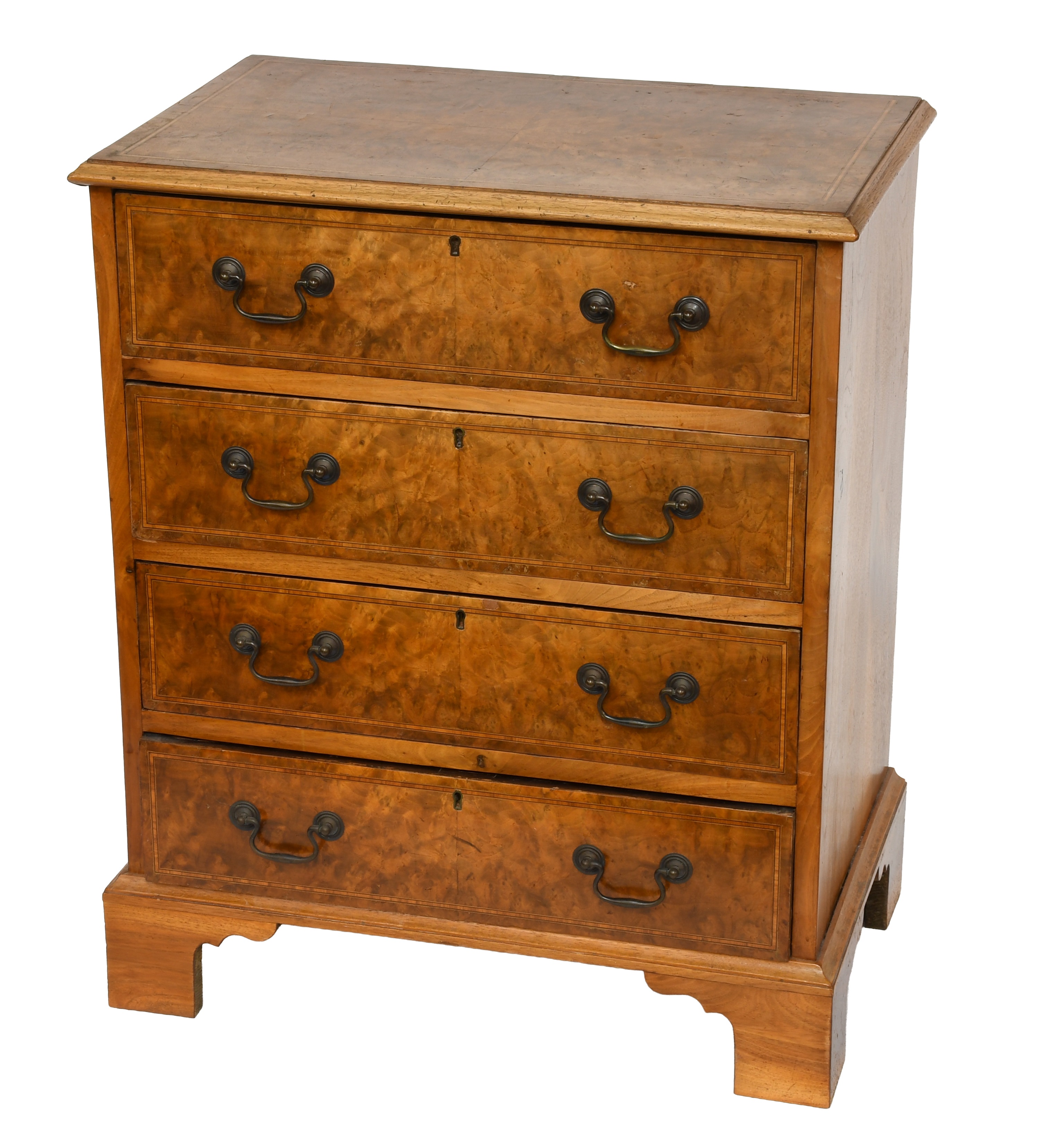Lot 1154 - A Reproduction Burr Walnut Chest of Drawers,
