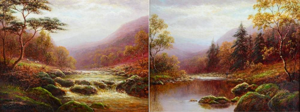 Lot 38 - William Mellor (1851-1931) ''On the Lledr, North Wales'' ''On the Llugwy'' Signed, oil on...