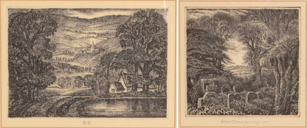 Lot 12 - Robin Tanner (1904-1988) ''Gray's Elegy'' Signed and dated 1980, etching together with two...