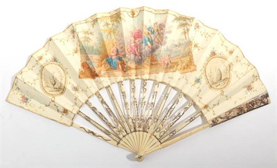 Lot 2003 - The Judgement of Paris: A Late 18th Century Ivory Fan, probably Dutch, the monture pierced and...