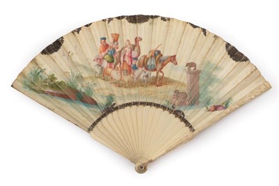 Lot 2006 - Jacob: An Early 18th Century Ivory Fan, the vellum leaf mounted à l'anglaise. The biblical...