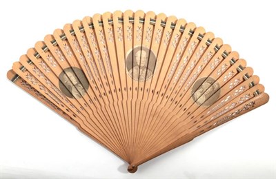 Lot 2010 - Royal Portraits: A Late 18th Century Wooden Brisé Fan, with pierced sticks, circa 1790/95,...