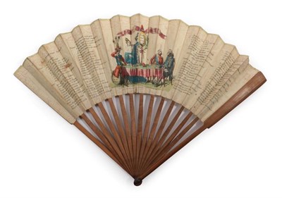 Lot 2022 - La Nation, La Loi Le Roi: A Rare French Printed Fan, with a hand coloured scene of four members...