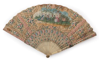 Lot 2032 - The Claude Glass Fan: An 18th Century Fan, with a double paper leaf, mounted on bone sticks,...