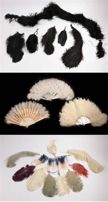 Lot 2057 - The Family Fans: A Box Containing Three Fans, a black feather boa with silk tassels, and...