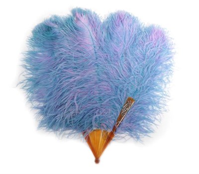 Lot 2060 - An Elegant Circa 1900 Blue/Pink Shaded Ostrich Feather Fan, the two guards and three gorge...