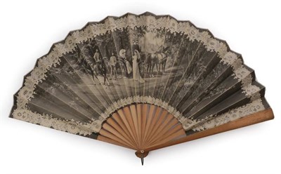 Lot 2079 - The Austrian Royal Family: A Large Printed Fan, dated 1888, Vienna, the monture of plain wood,...