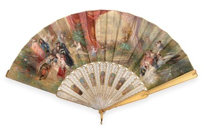 Lot 2084 - A Circa 1870's Russian Fan, Samuel Arnd, St. Petersburg, (hallmarked), the monture having solid...