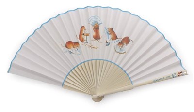 Lot 2088 - The Frizzleton Voles: Two Original Printed Fans by John and Pippa Brooker, fan makers and painters