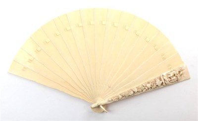 Lot 2119 - A Circa 1880's Ivory Brisé Fan, comprised of fifteen wide inner sticks and two guards, the...