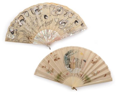 Lot 2128 - A Circa 1900 Light Pink Mother-of-Pearl Fan, the monture delicately clouté in silver metal on...