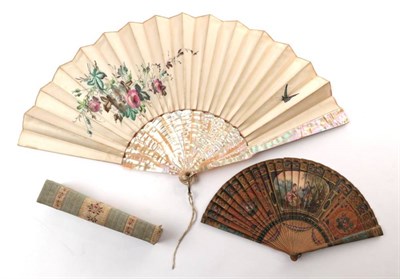 Lot 2133 - A Small Wooden Brisé Fan for a child or young girl, contained in an early 19th century fan box...