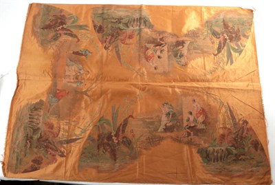 Lot 2148 - Uncut Painted Fan Leaves: Unusual to find in the original, uncut and unmounted form, this length of