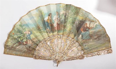 Lot 2164 - By Lasselaz: A Circa 1880's Pale Pink Mother-of-Pearl Fan, the monture extravagantly carved and...